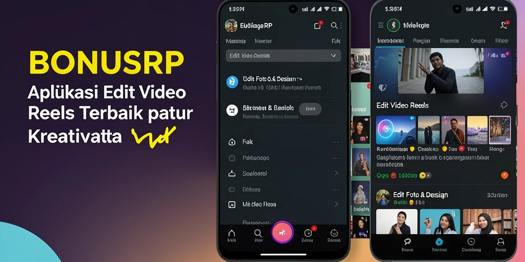 Tampilan antarmuka BONUSRP saat mengedit video reels yang menarik.
