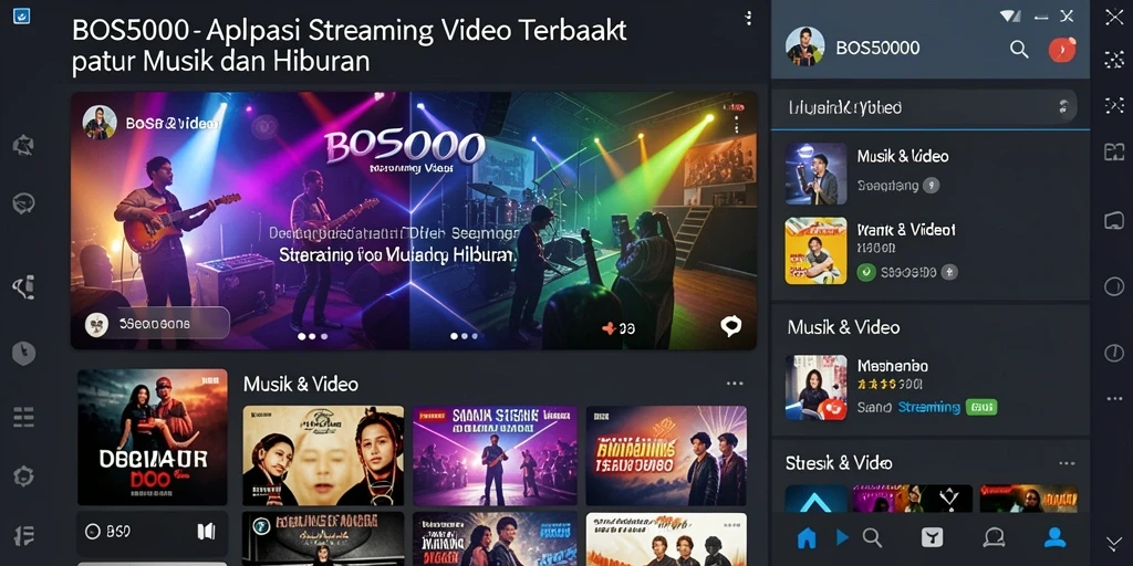 Antarmuka aplikasi Streaming Video BOS5000 yang menarik dan mudah digunakan.