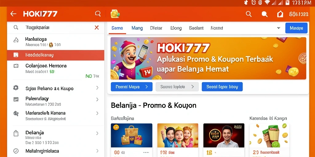 Antarmuka HOKI777 dengan berbagai kupon menarik untuk belanja.