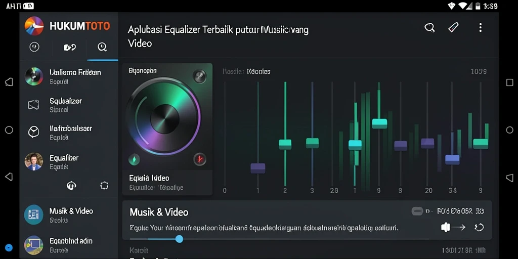 Antarmuka HUKUMTOTO yang menampilkan fitur Equalizer audio.