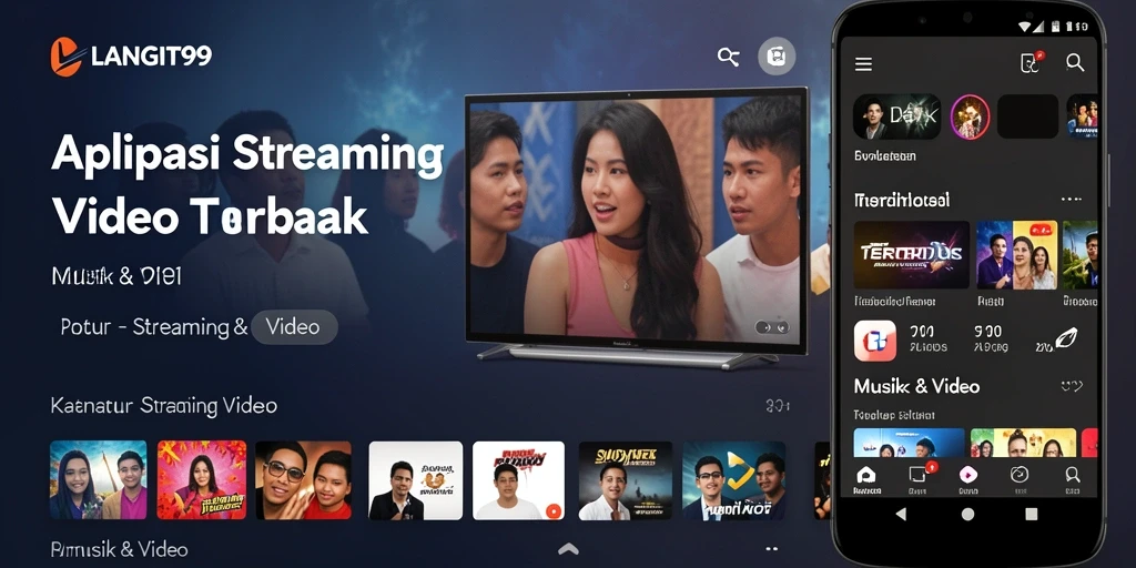 Tampilan antarmuka aplikasi LANGIT99 untuk streaming video.