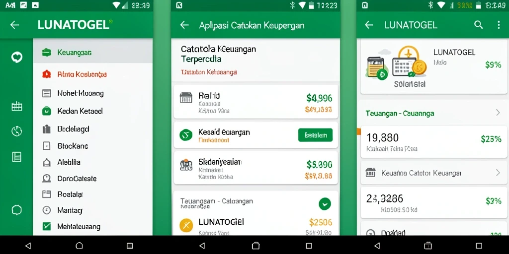 Tampilan antarmuka LUNATOGEL menampilkan fitur Catatan Keuangan yang sederhana dan intuitif.