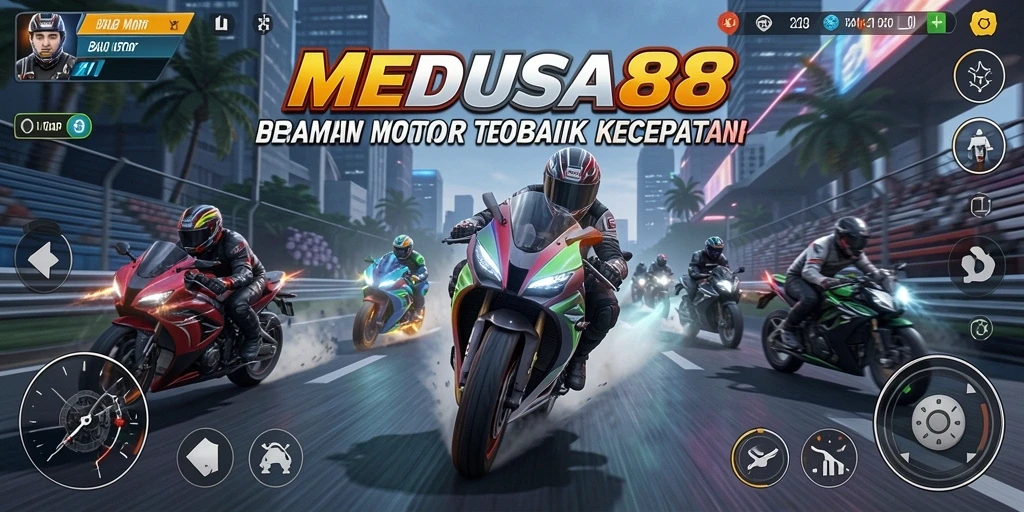 Tampilan antarmuka game Balap Motor yang memukau dan interaktif.