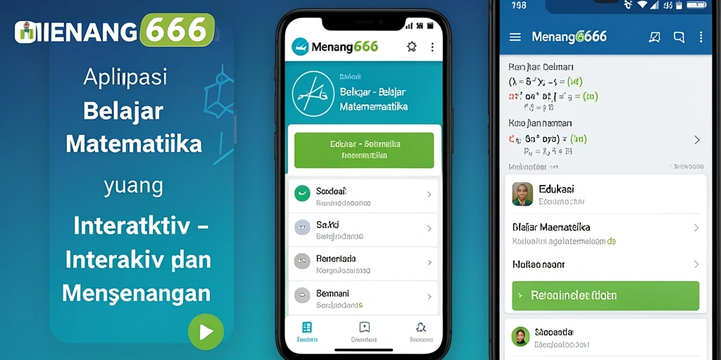 Tampilan antarmuka interaktif aplikasi MENANG666 untuk belajar matematika.