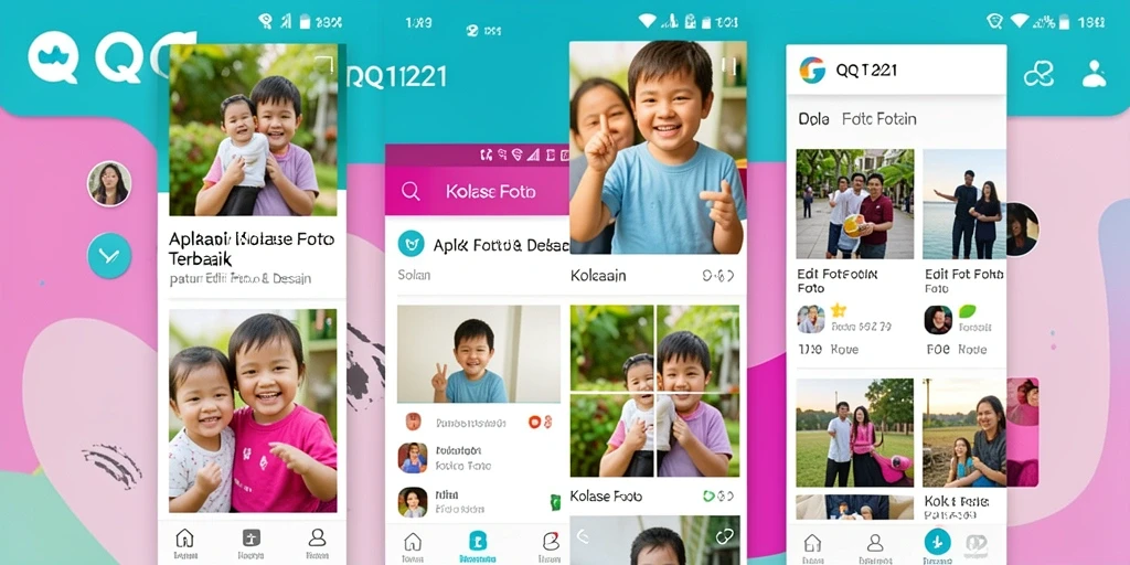 Tampilan antarmuka pengguna QQ1221 dalam membuat kolase foto.