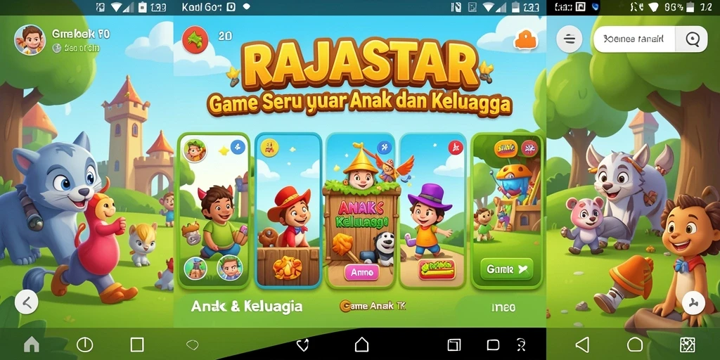 Antarmuka menarik dan edukatif dari RAJASTAR untuk anak-anak.