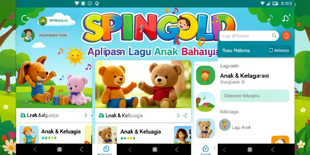 Tampilan antarmuka SPINGOLD yang ceria dan ramah anak.